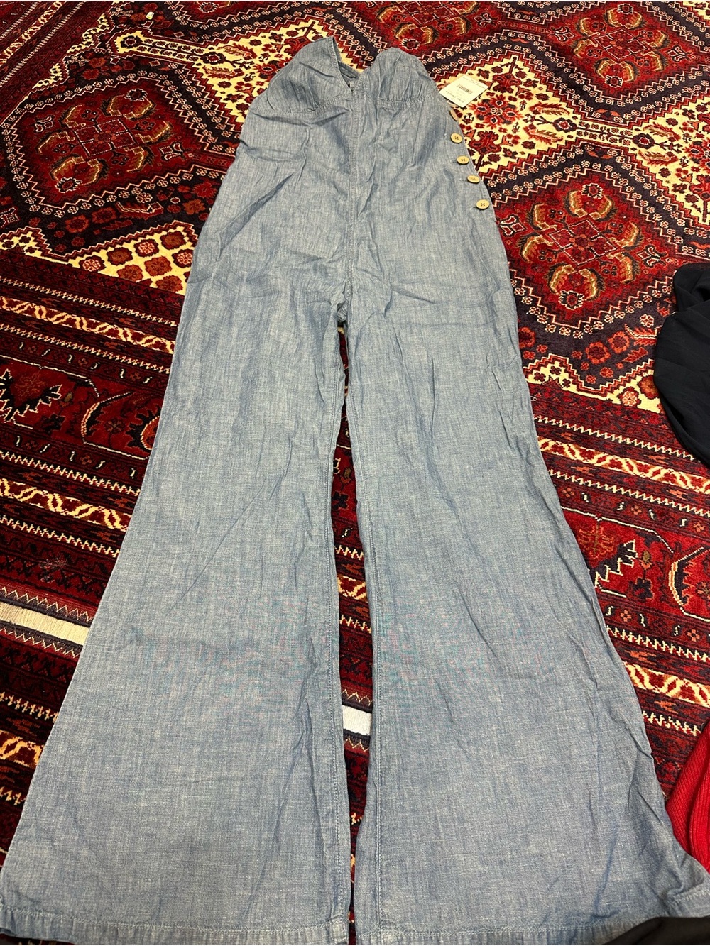Free People Light Blue Denim Wide-Leg Jumpsuit - Picture 2 of 5
